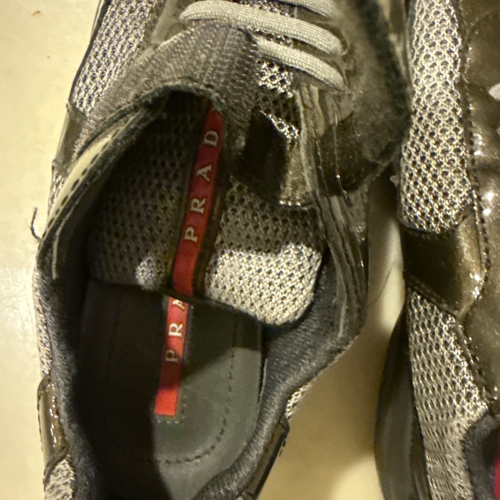 Prada Kids Olive Green and Gray Sneakers - Picture 5 of 6